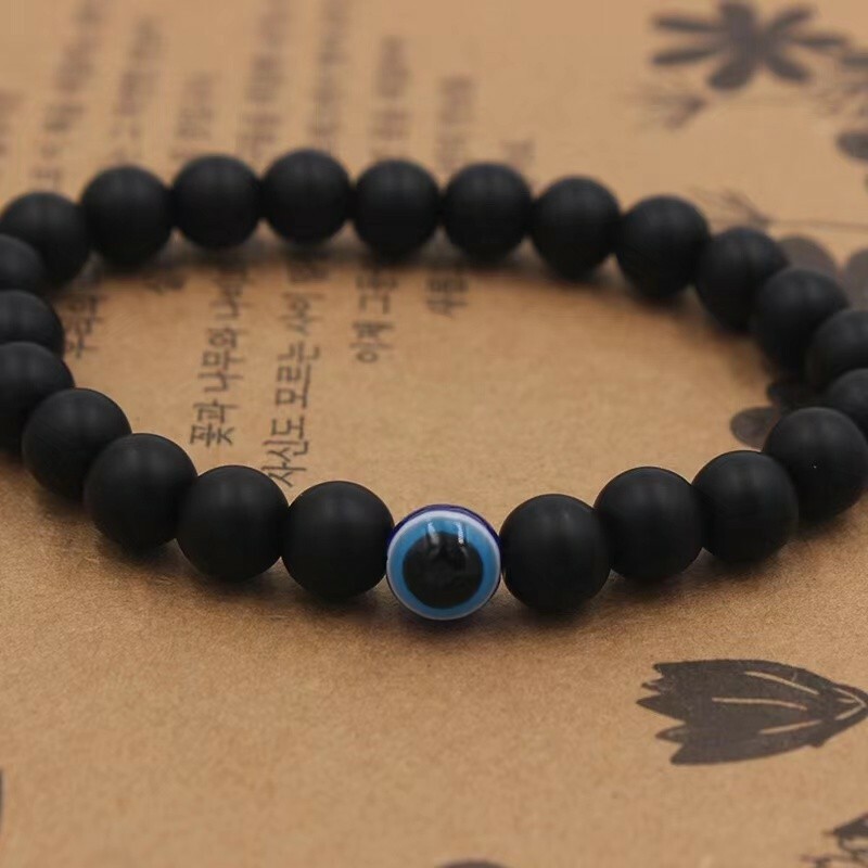Fashion Unisex Obsidian Bracelet Evil Eye Good Luck Protection Women Men 0356