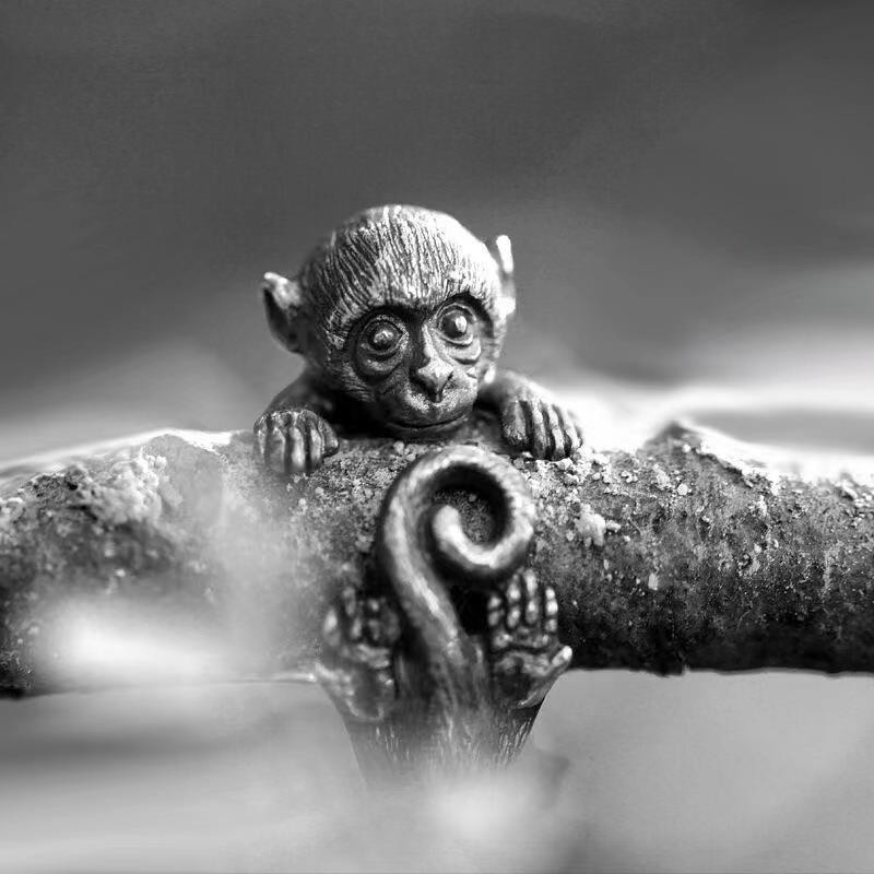 Antique Style Unisex Punk 3D Monkey Silver Adjustable Band Ring