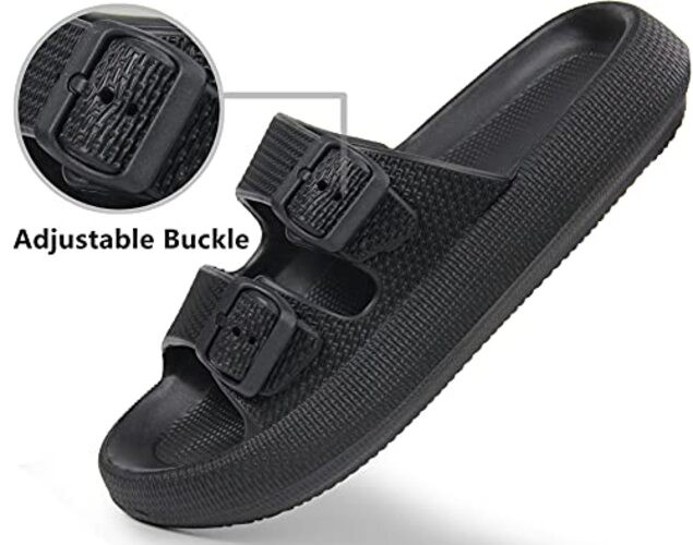 Pillow Sandals for Women Men Thick Sole 9.5-10.5 Women/8.5-9.5 Men Black