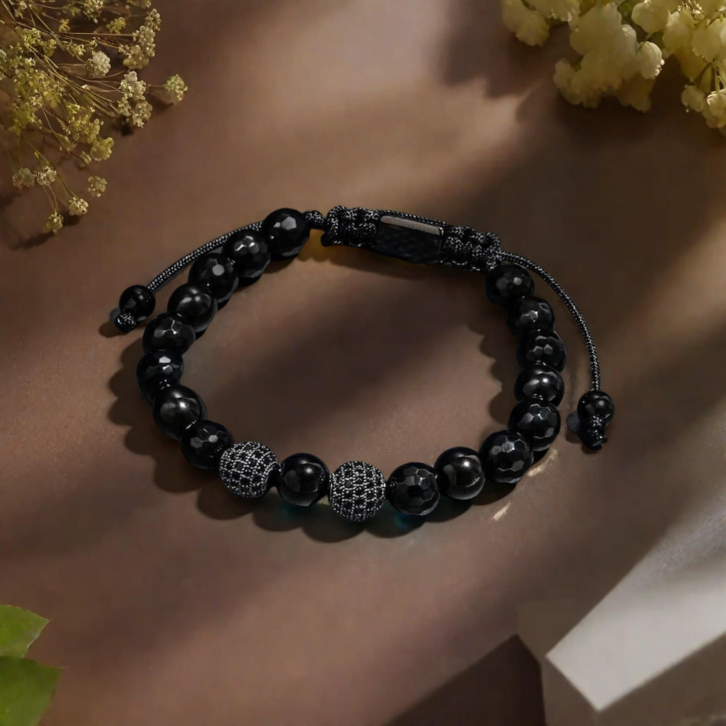 Natural Black Tourmaline Men Bracelet Energy Crystal Stone Healing Reiki Gift