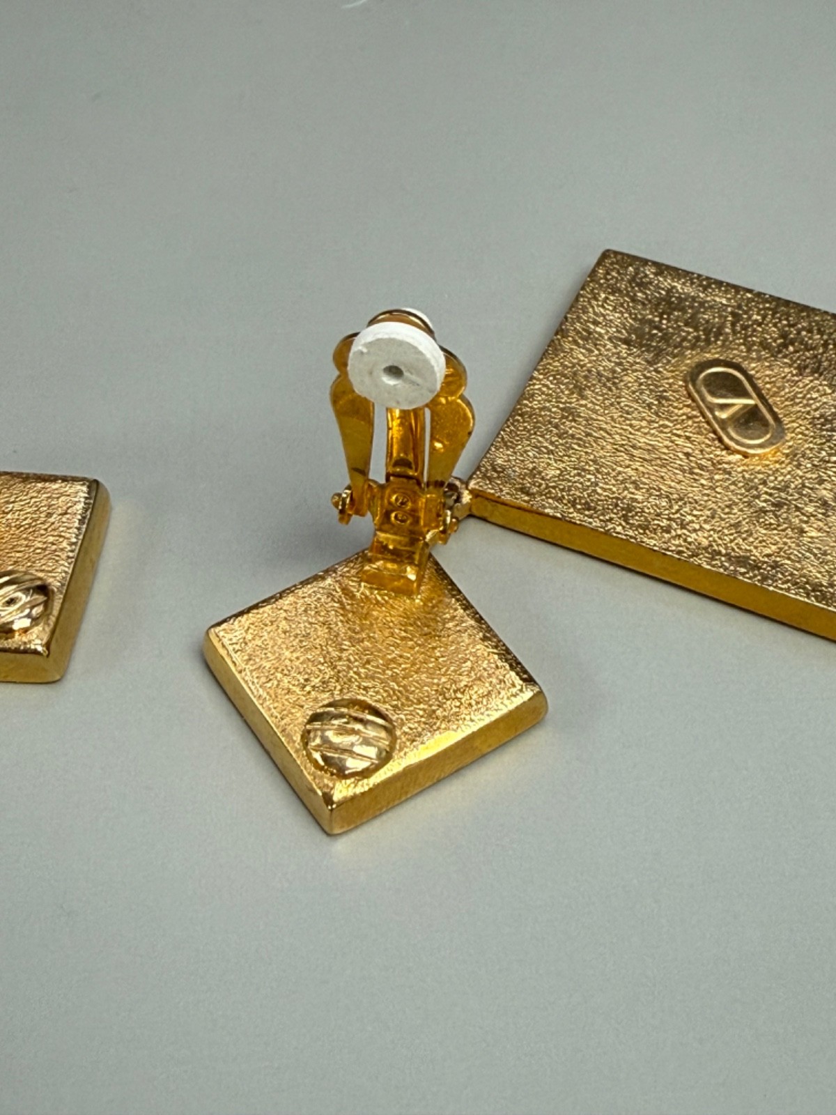 Vintage Valentino Garavani Geometric Enamel & Gold tone Clip on Earrings