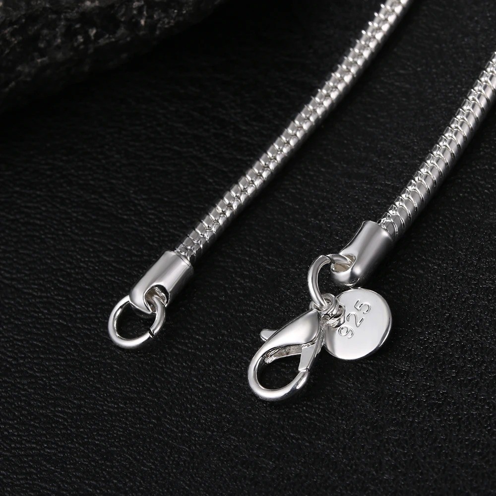 925 Sterling Silver Snake Chain Necklace 1MM 2MM 3MM Thin Dainty Chain 40-75CM