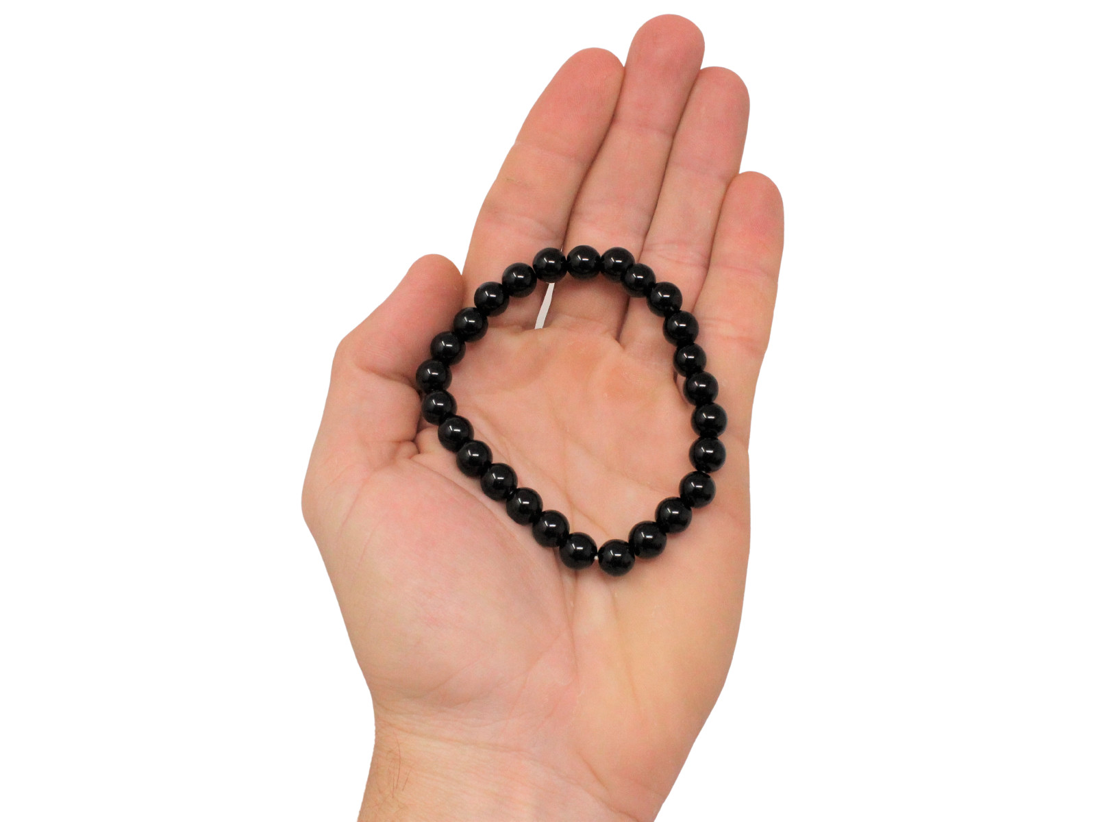 Jet Bead Bracelet: 8 mm Round Crystals (Jet Bracelet, Jet Gemstone Bracelet)