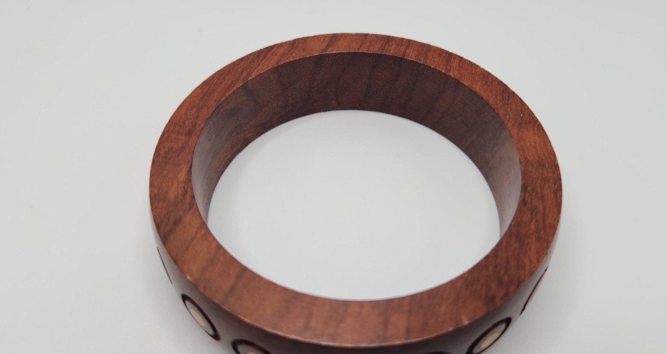 Wood and Brass Boho Style Bangle Bracelet