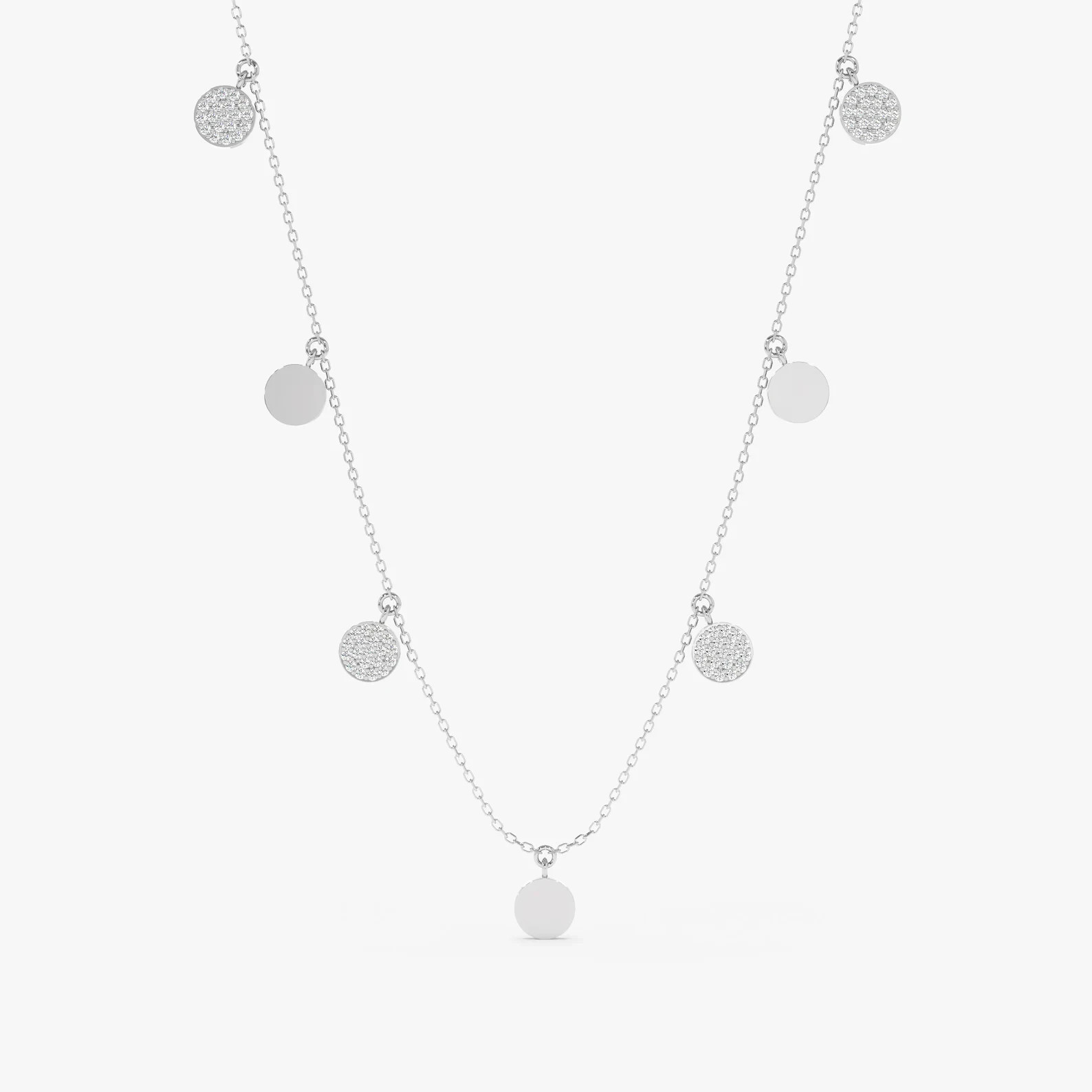 Lab Grown 1.00 Ct Round Cut EF VS Diamond Multi Charm Necklace in 14K Solid Gold