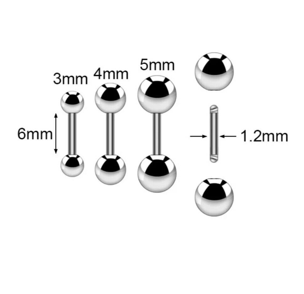 Stainless Steel Stud Earrings Round Ball Screw Back Ear Piercing for Men Women