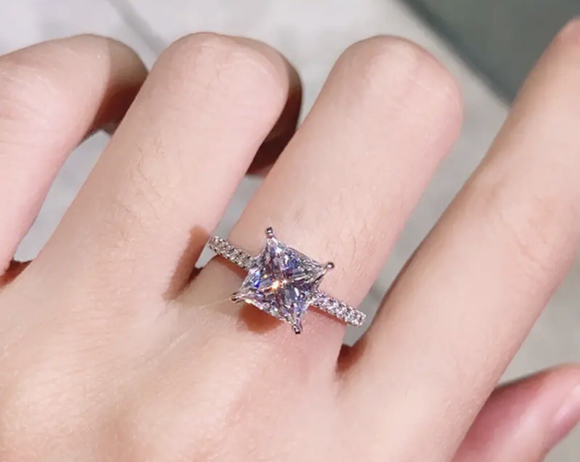 Lab Created CZ Diamond Size 6, 7, 8, 9, Or 11 ring Wedding Engagement Set