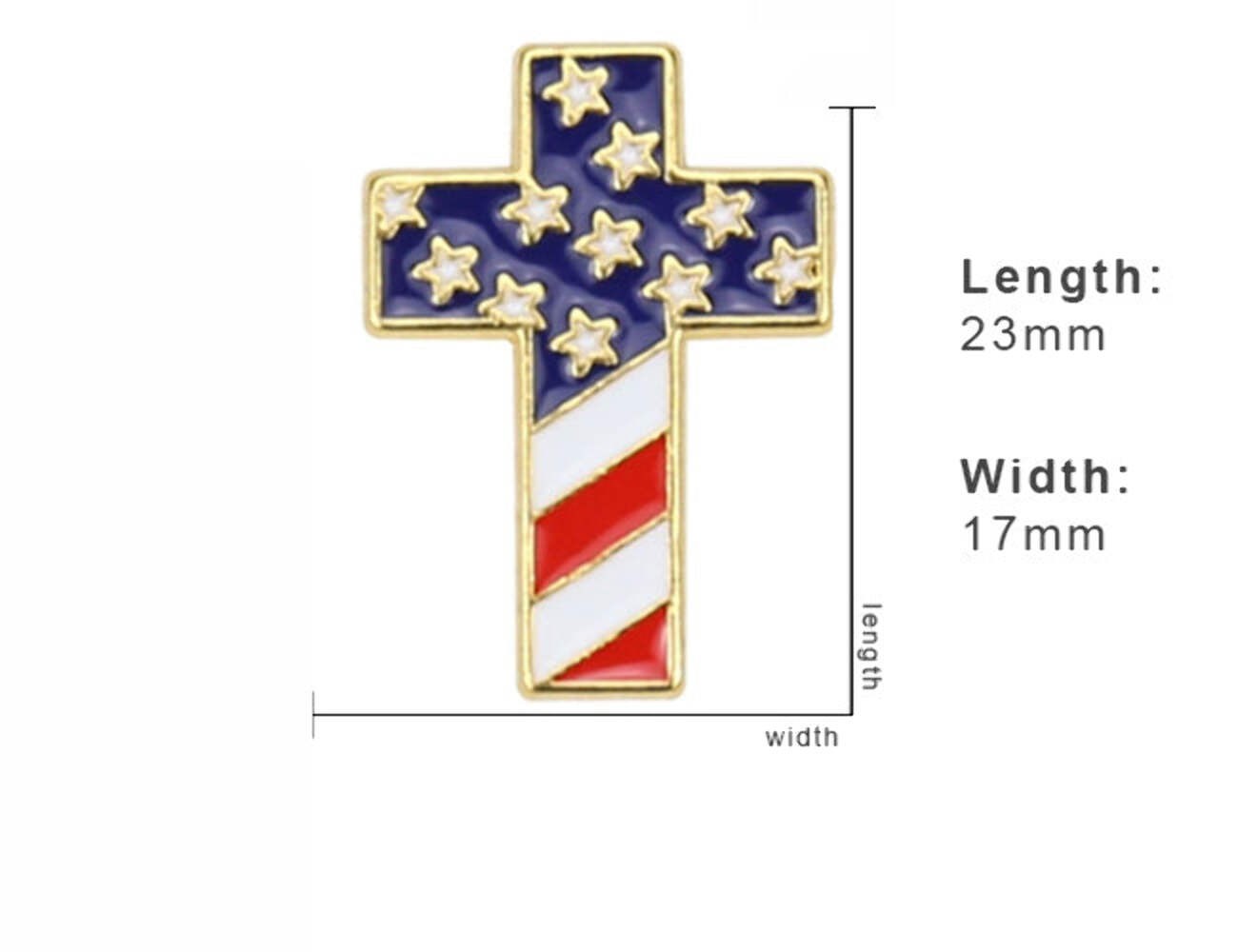 US American Flag Cross Patriotic Enamel Pin