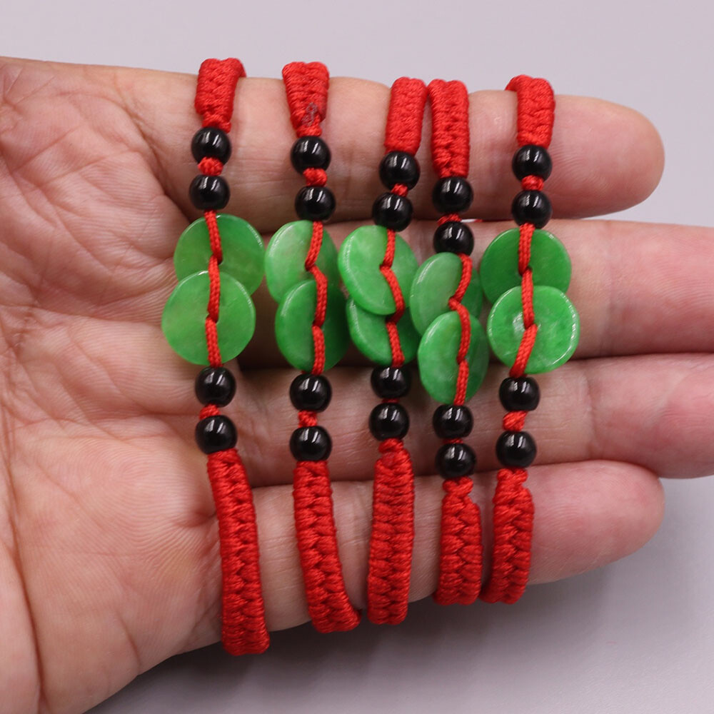 5pcs Natural Grade A Jade Women Gift Lucky Circle Peace Beads Bracelet