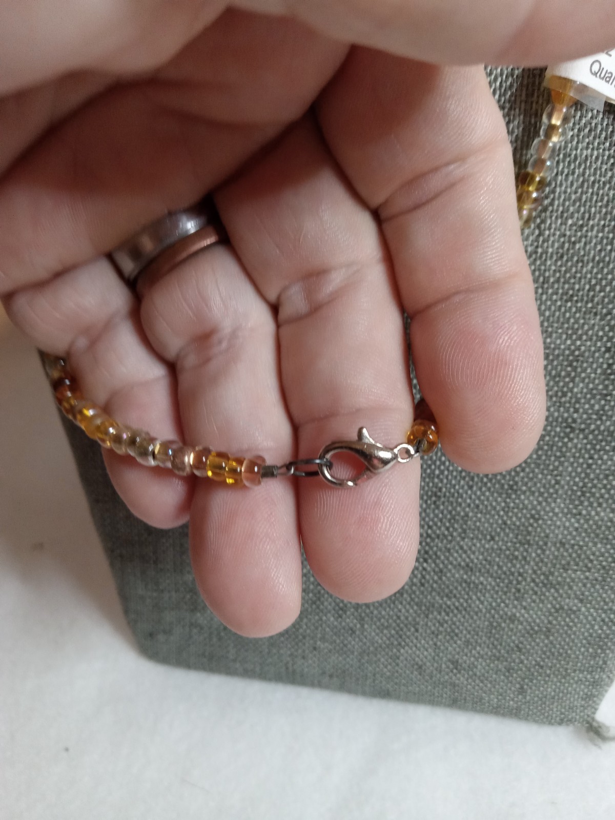 NWT Elegant 22 Inch Gold Glass Bead & Quartz Necklace Jewelry Gift For Her