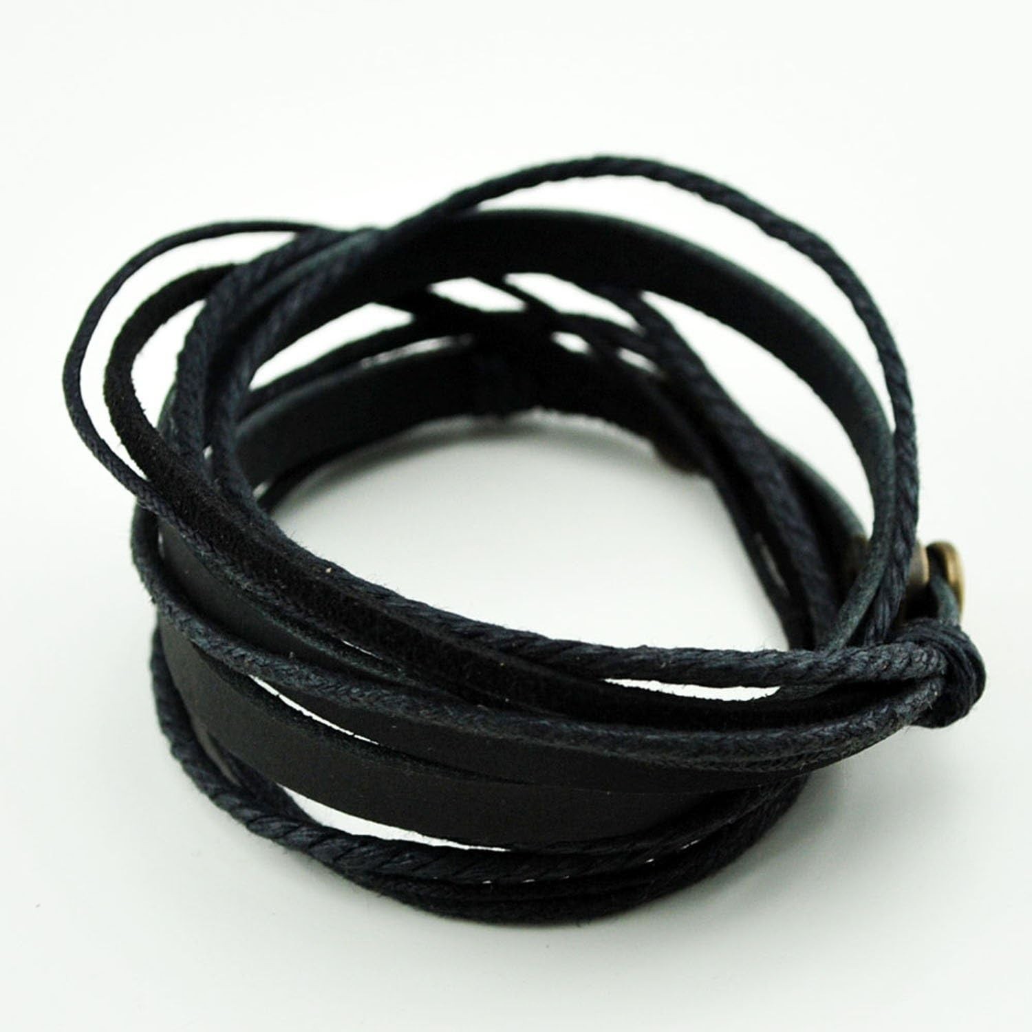 Genuine Leather Bracelet for Women & Men,Unisex Multilayer Leather Adjustable…