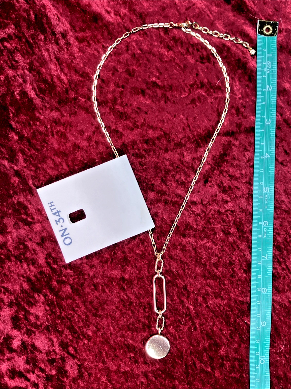 On 34th Gold Tone Twisted Chain Y-Necklace 17in w/ 2 In Ext. NWT $39