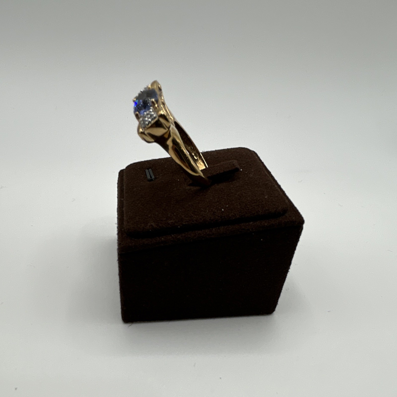 Ring Sterling Silver Gold Plated Blue Tanzanite 9.75mm