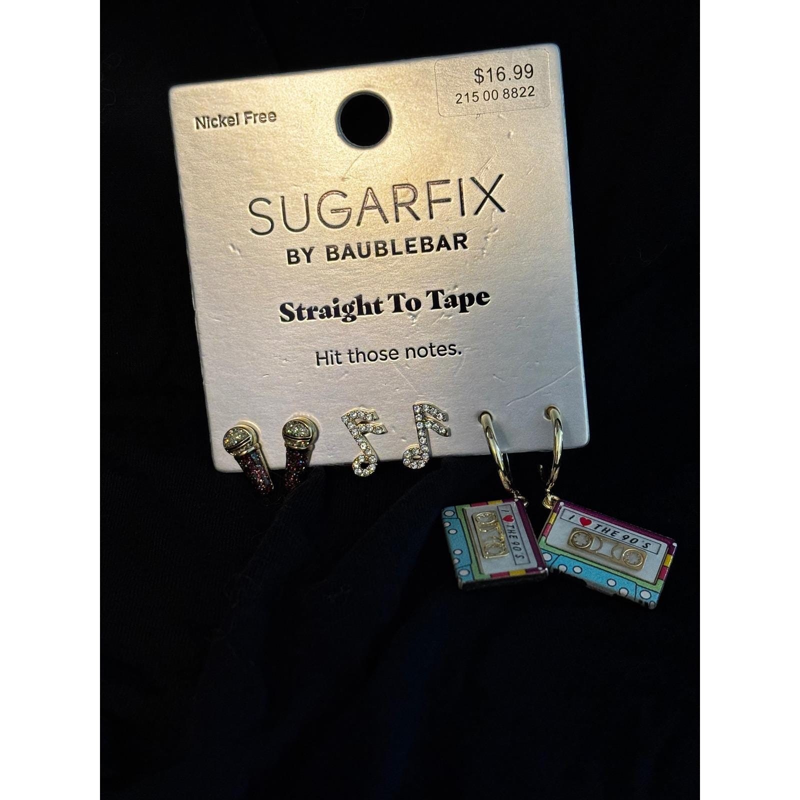 Sugarfix by Baublebar Straight To Tape 90s Music Earring Set Microphone Cassette