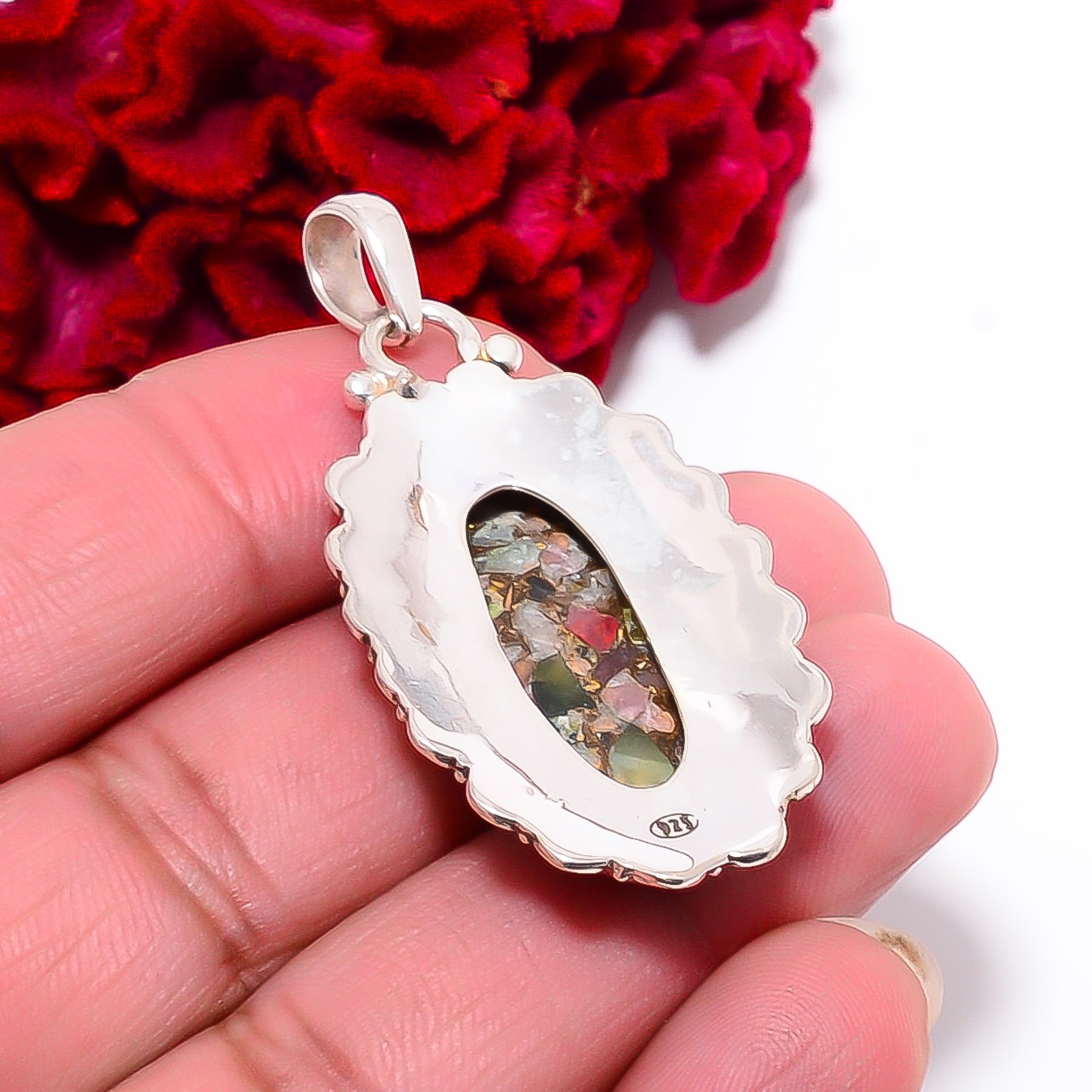 Copper Tourmaline – Brazil Handmade 925 Sterling Silver Pendant 2.03″ P99944