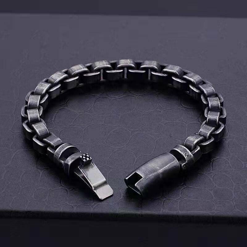 MENDEL Vintage Fine Mens 8 Inch Motorcycle Biker Chain Bracelet Stainless Steel