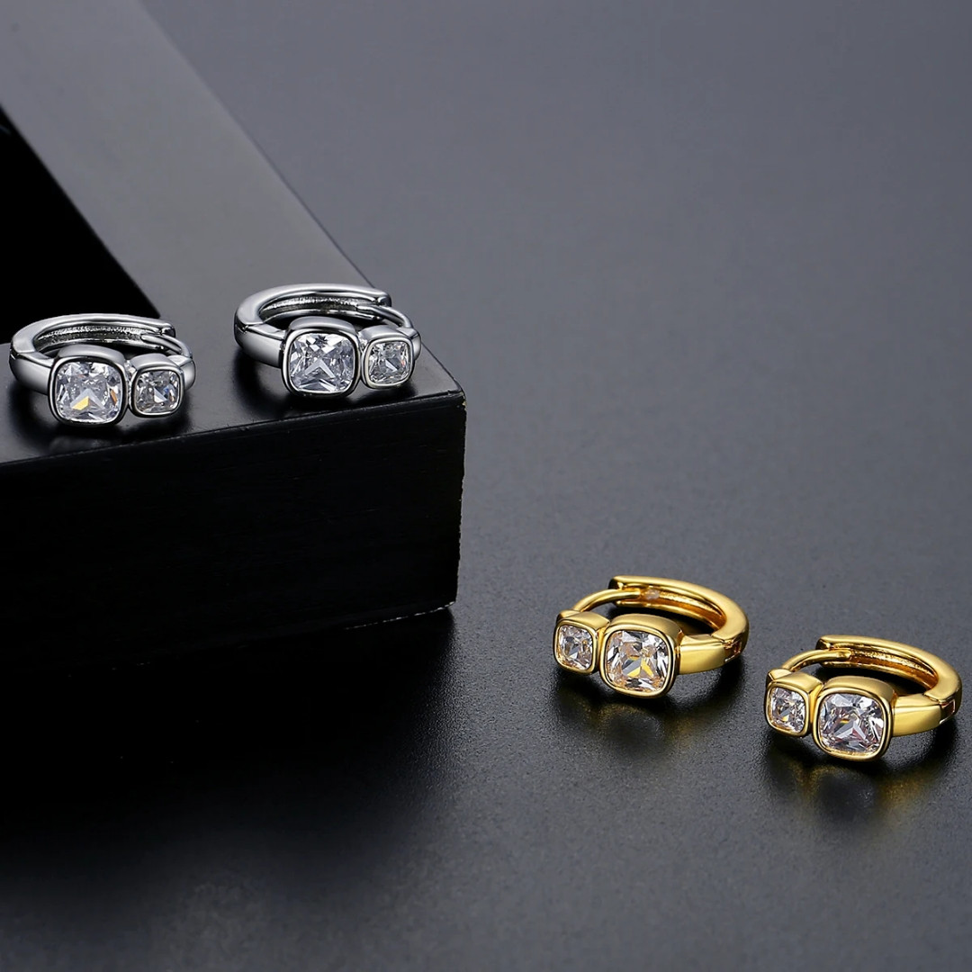 Hoop Earrings With Cubic Zirconia Fashion Jewelry Unisex, Women Gold Plated Gyft
