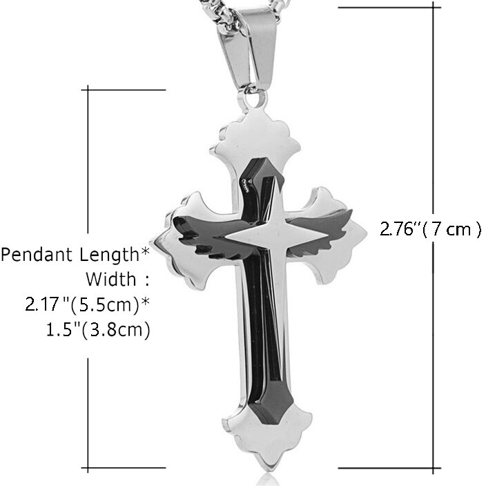 Unisex 316L Stainless Steel Pendant Necklace Cross Chain for Women Men Nice Gift
