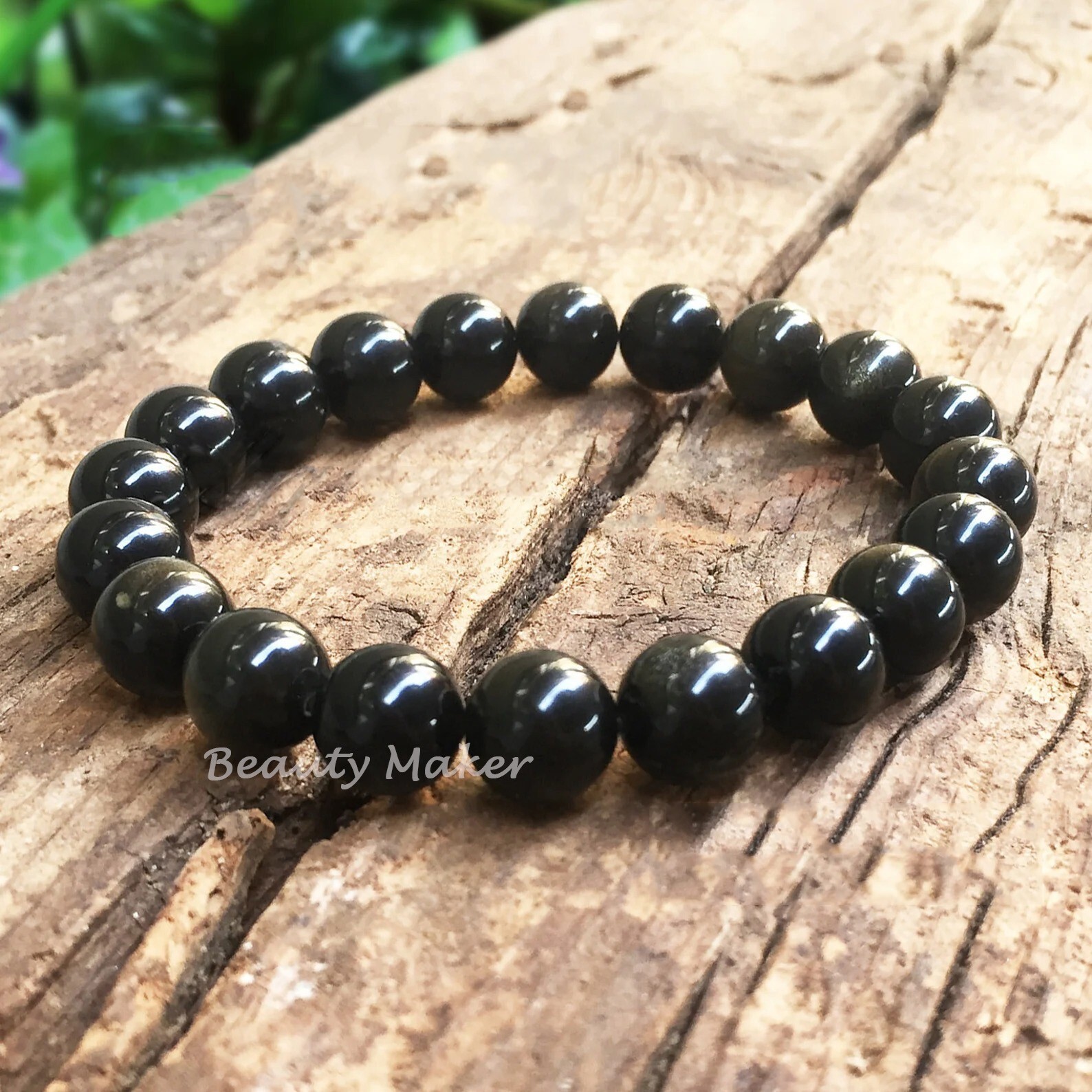 12mm Handmade Rainbow Obsidian Beaded Bracelet Love Reiki Unisex Gift Woman Man