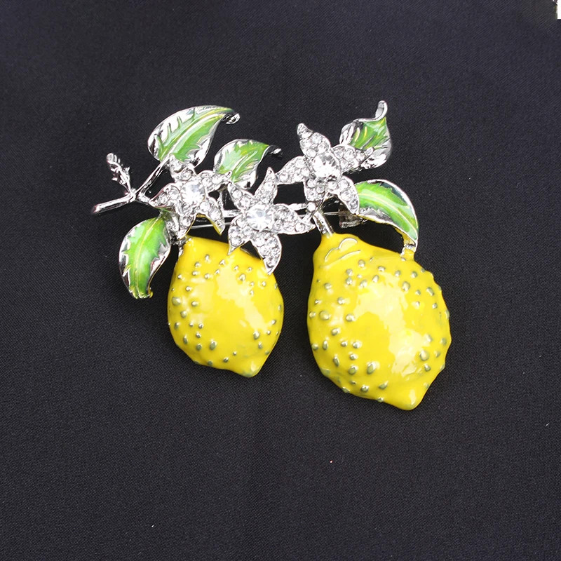 Women Men Unisex Lemon Grape Apple Lover Brooch Fashion Fruit Pins Badge Jewelry