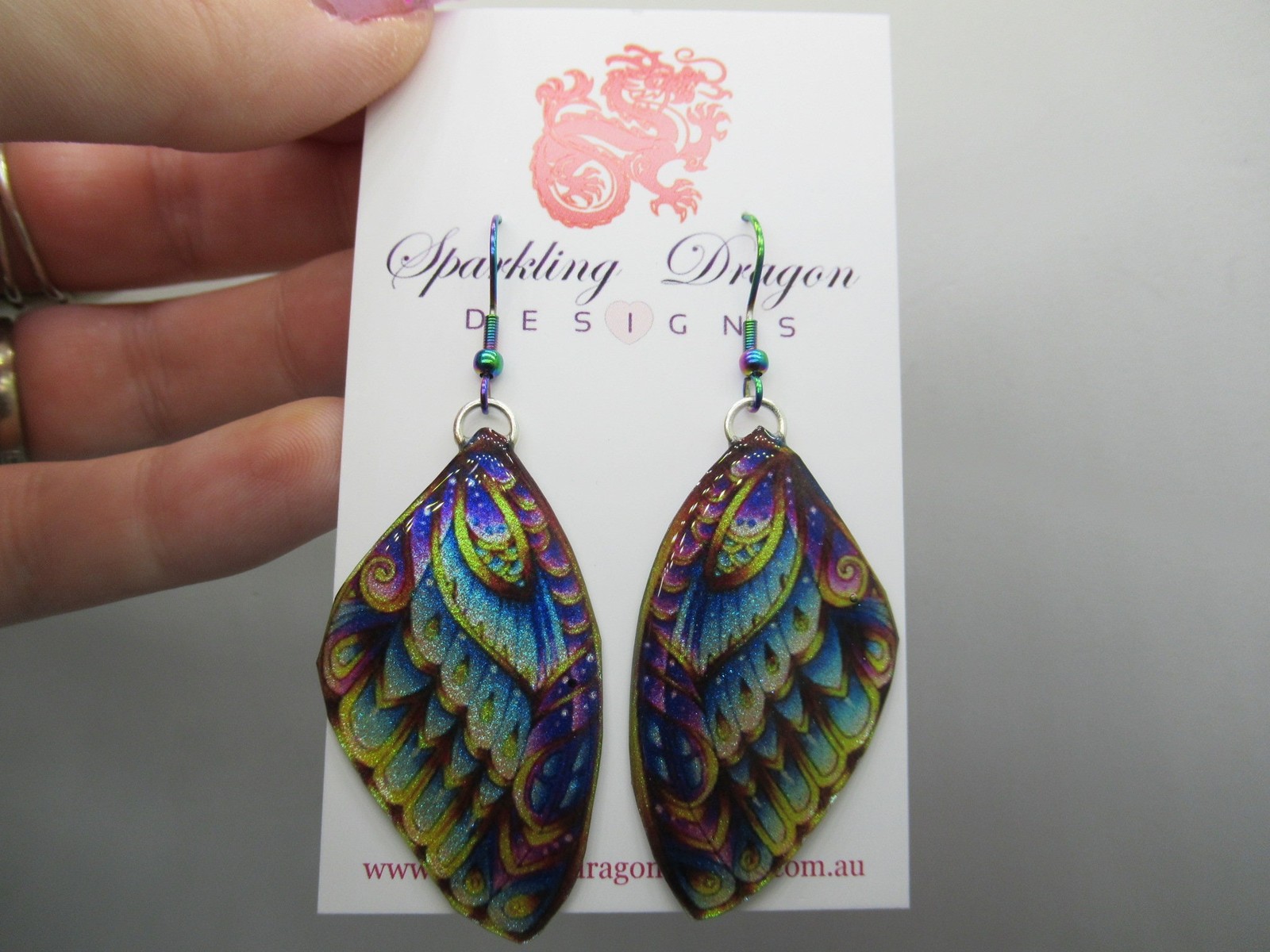 Butterfly Wing Earrings Yellow Purple & Green – Fairy Jewellery, Fun Gift for
