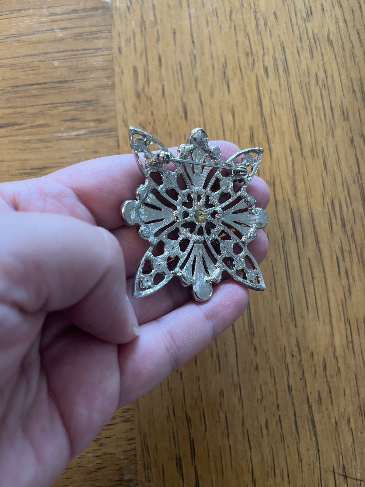 Vintage Silver Tone Starburst Brooch