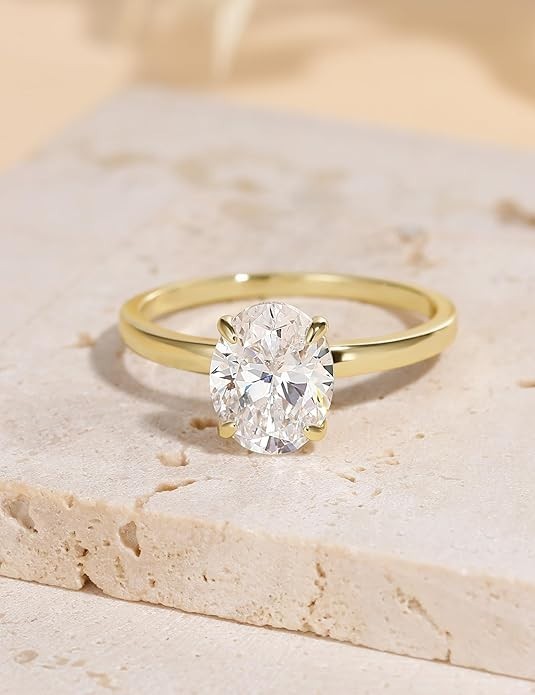 3CT 925 Sterling Silver Engagement Ring Oval Cut Solitaire Promise Rings for Her