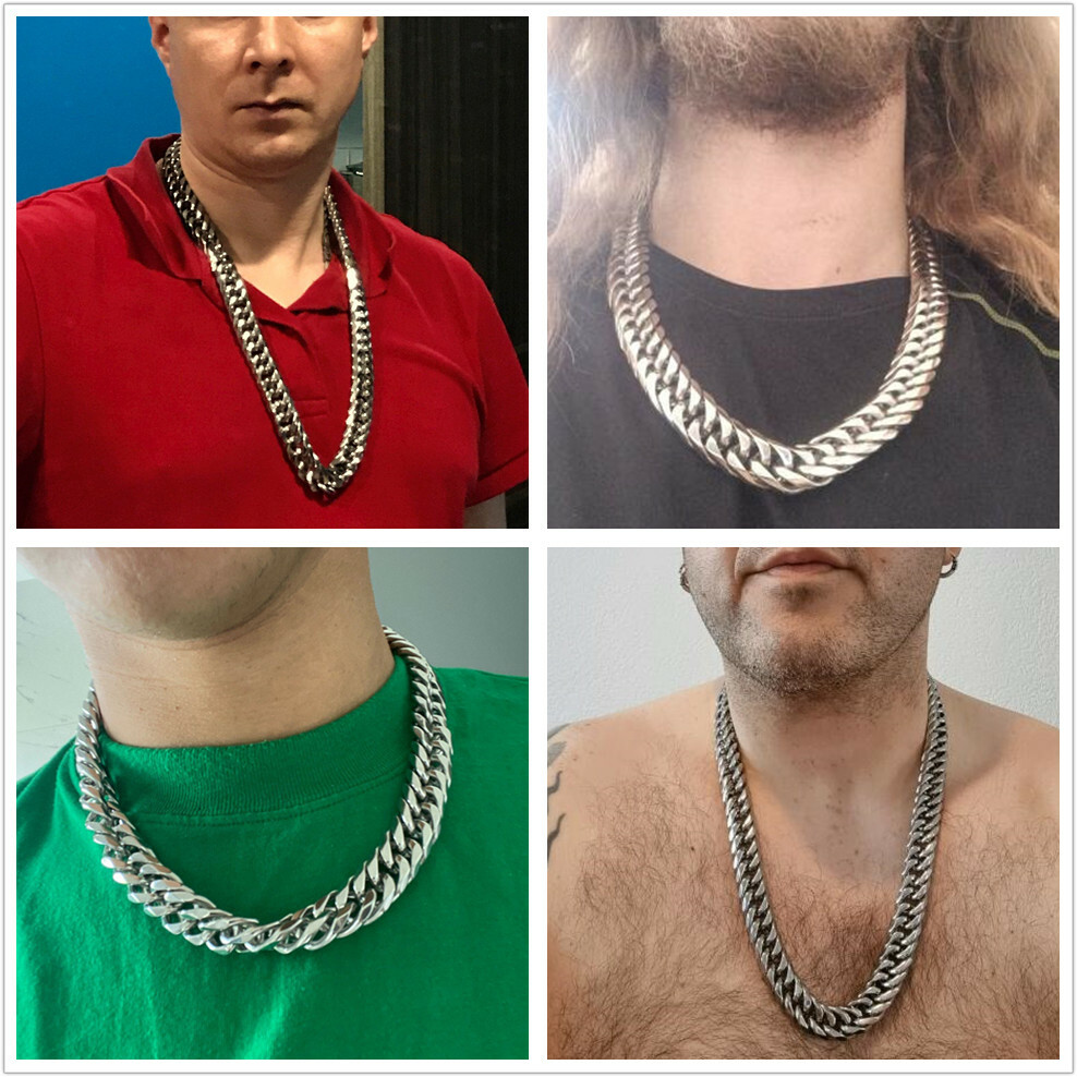 19mm Heavy Strong Men’s Stainless Steel Curb Cuban Link Chain Necklace 16″-40″
