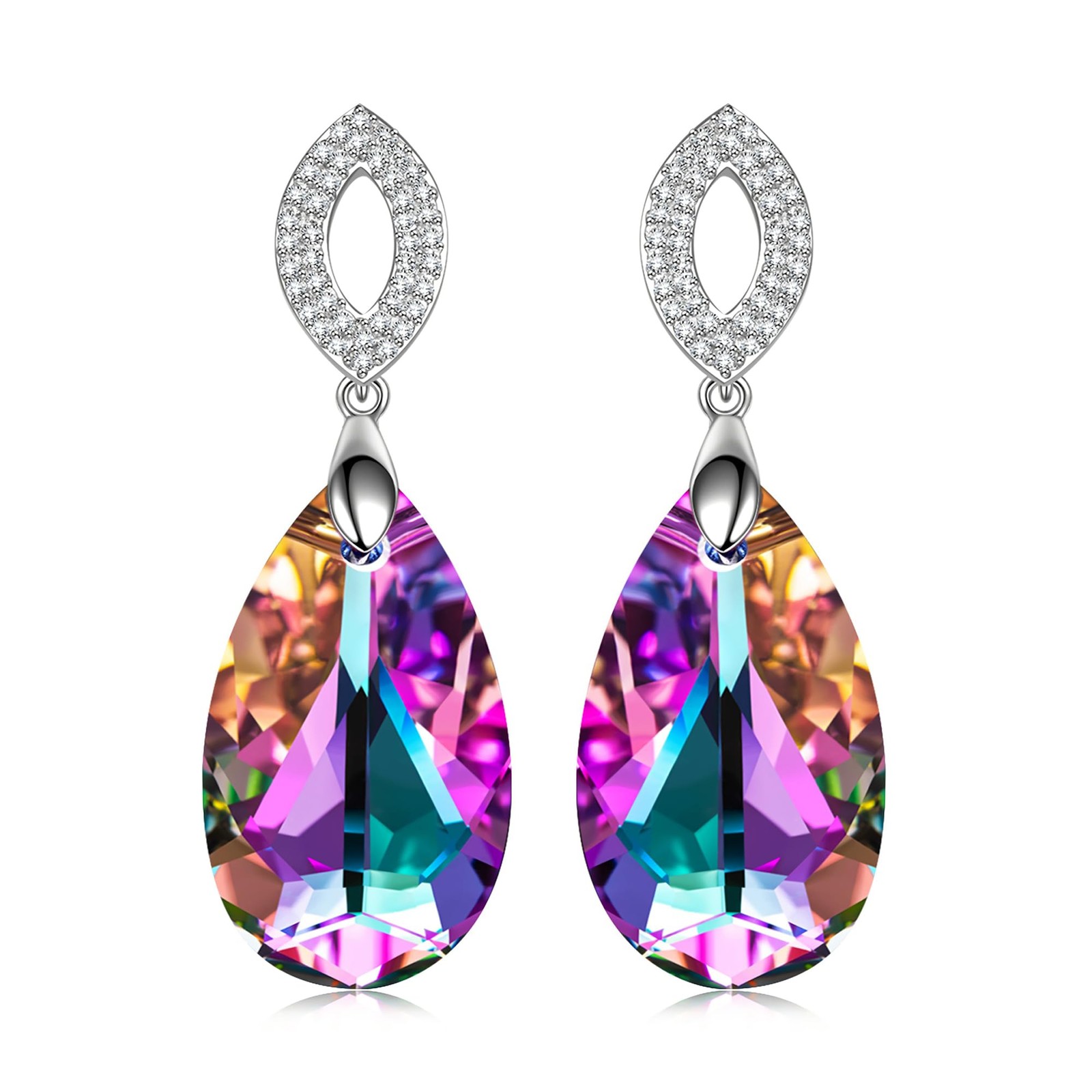 925 Sterling Silver Earrings for Women Created with Swarovski® Crystals, Whit…