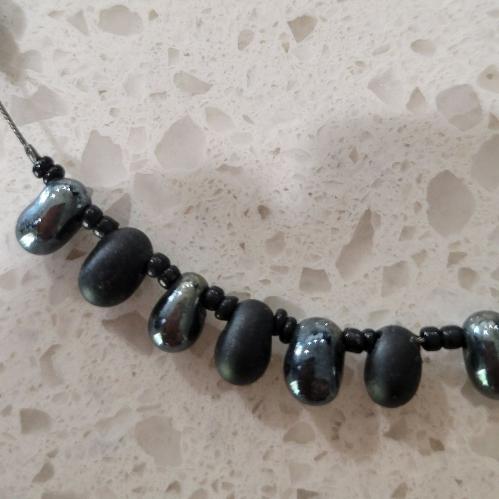 🖤 Edgy Hematite & Black Stone Beaded Necklace – Sleek, Bold & Timeless