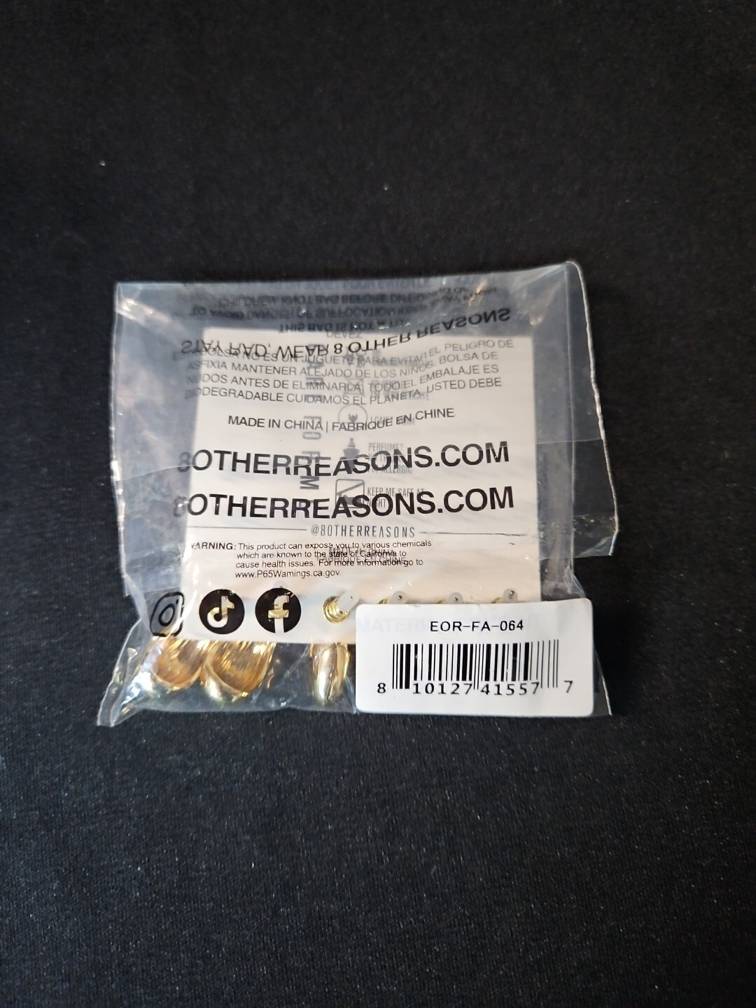 8 Other Reasons Gold Plated Post Back Half Moon ~ 3 Pair Earrings Set ~ New-(sa)