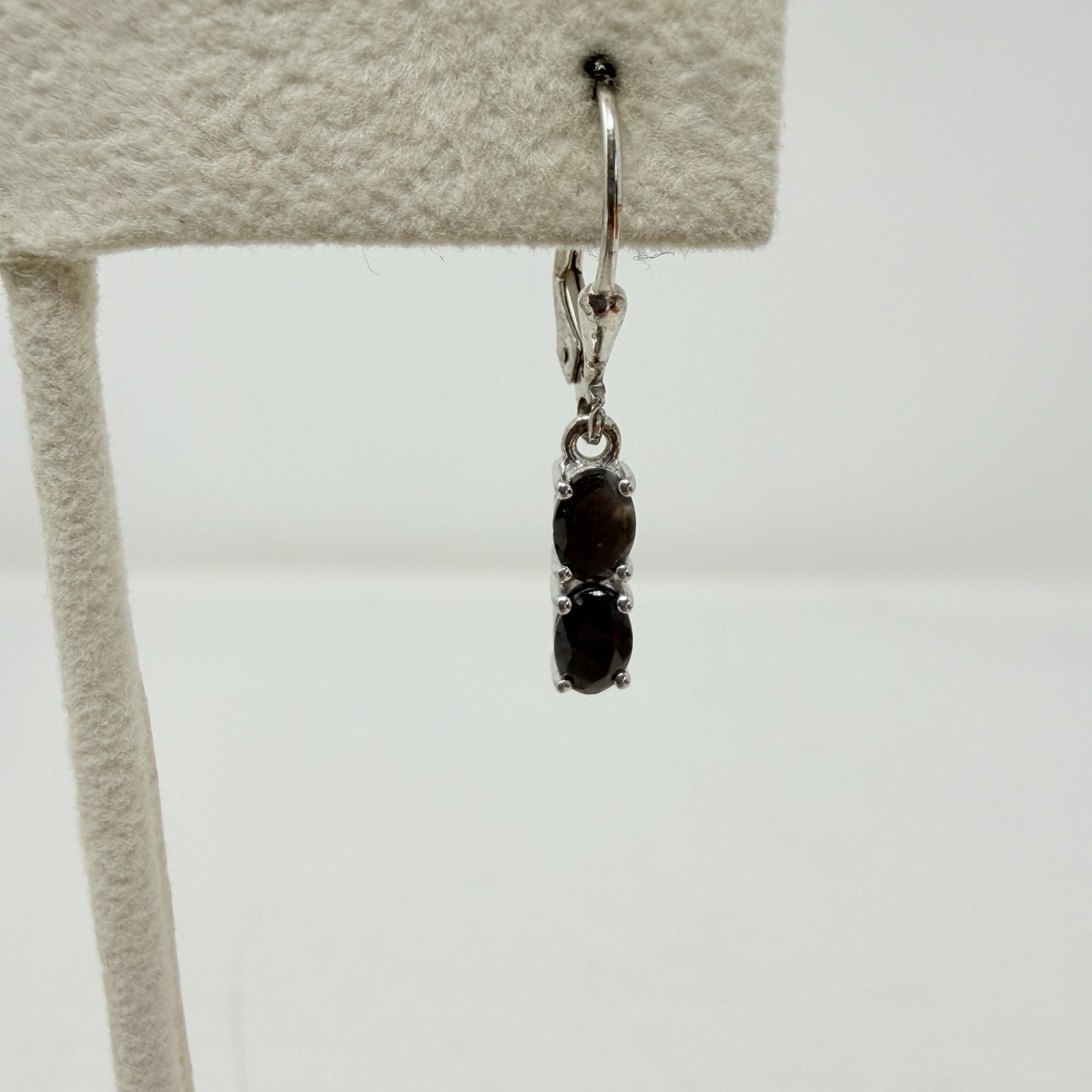Shop LC Natural Silver Sapphire Sterling Silver Lever Back Dangle Earrings 5495