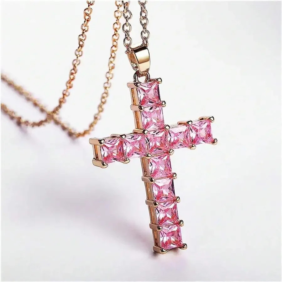 Fashion Necklaces Female Pendants Gold Multi Color Crystal Jesus Pendant Women