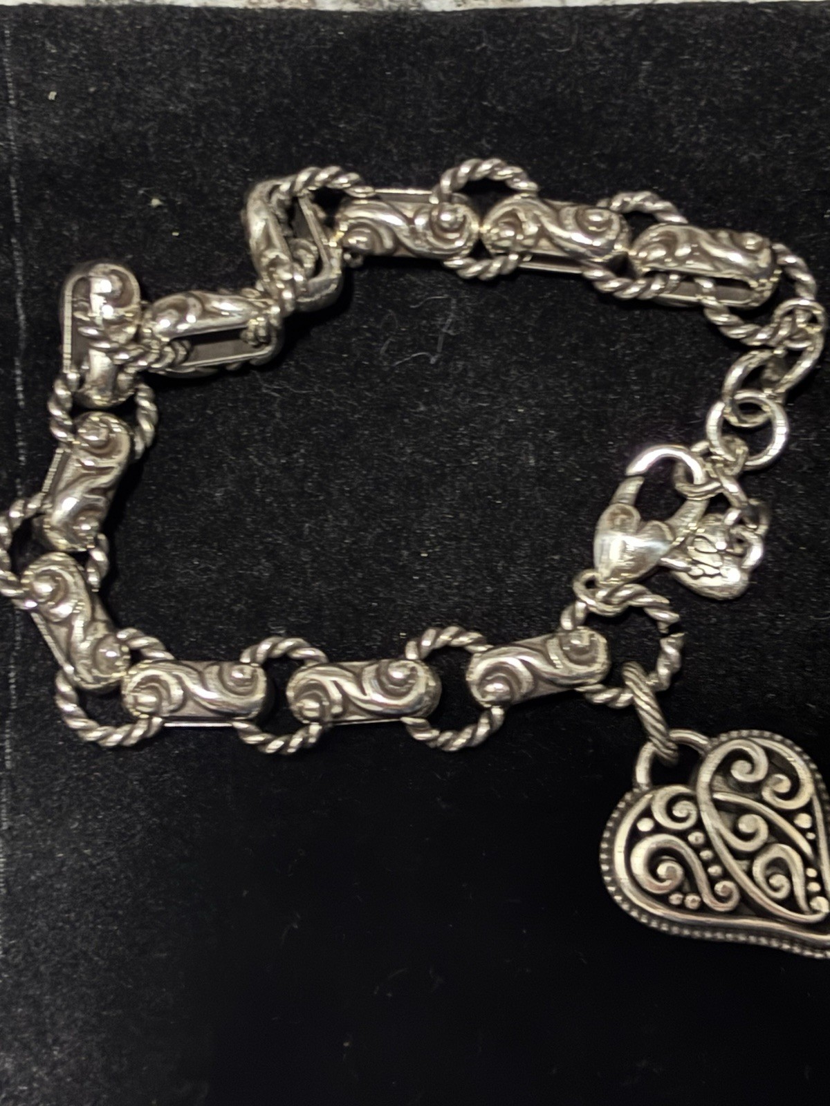 Brighton Bibi Chain Charm Bracelet with Pink Heart Crystal Dangle, Lobster Clasp