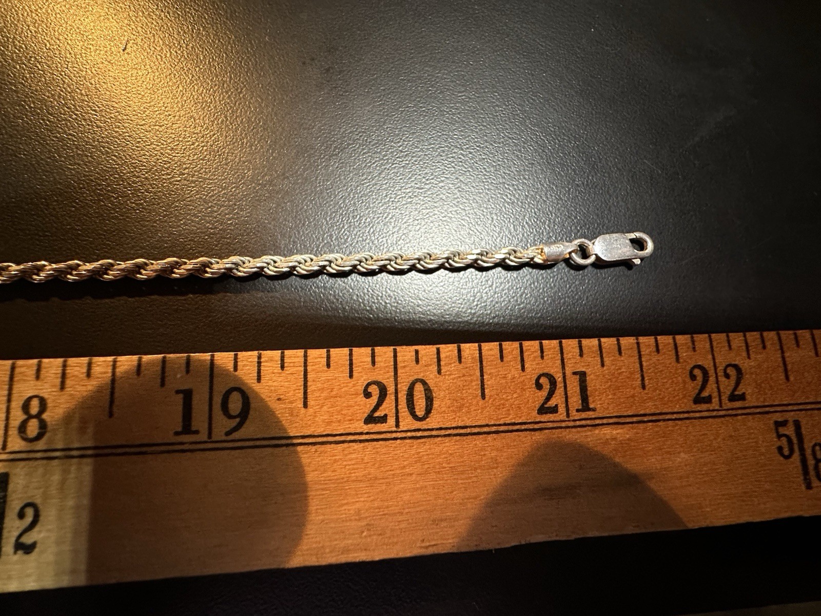 21g 925 Silver Rope Italy Chain Necklace, Lobster Clasp, 22 in, Signed