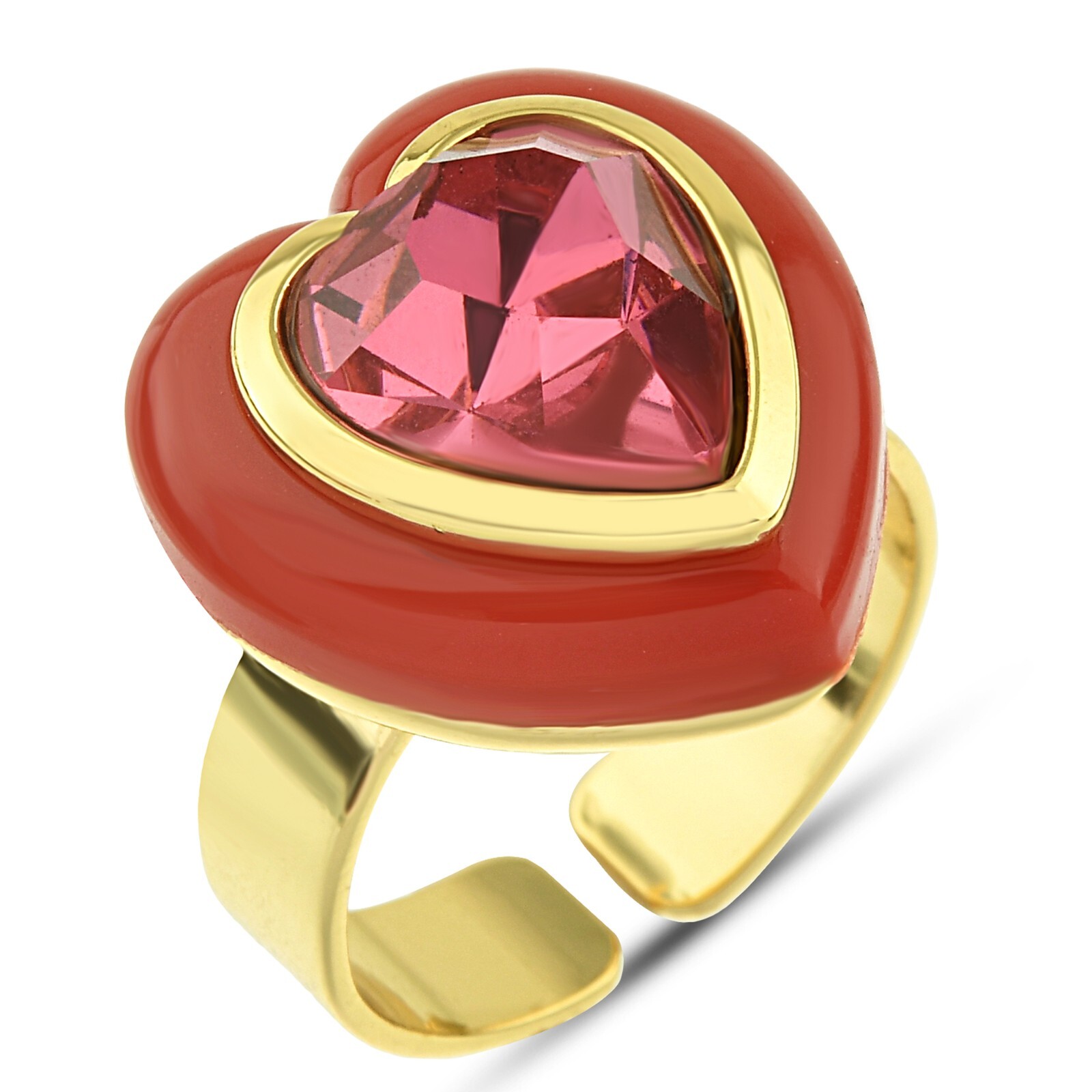 Stone Cocktail Ring – Adjustable Gold Ring – Resin Beach Ring