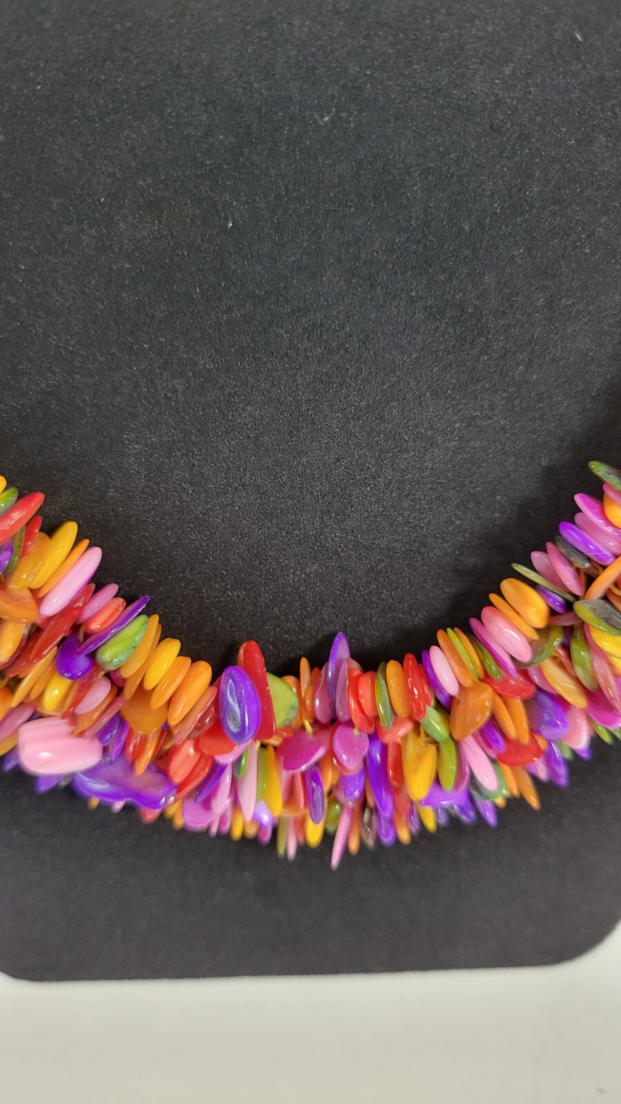 Rainbow Beaded Chunky Chip Necklace 18 inch, 2.5 inch extender.