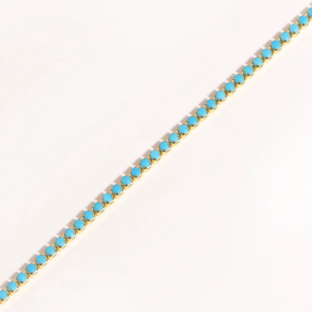 Gold Color Tennis Chain Necklace 2mm Simulated Zirconia 16in Women Jewelry