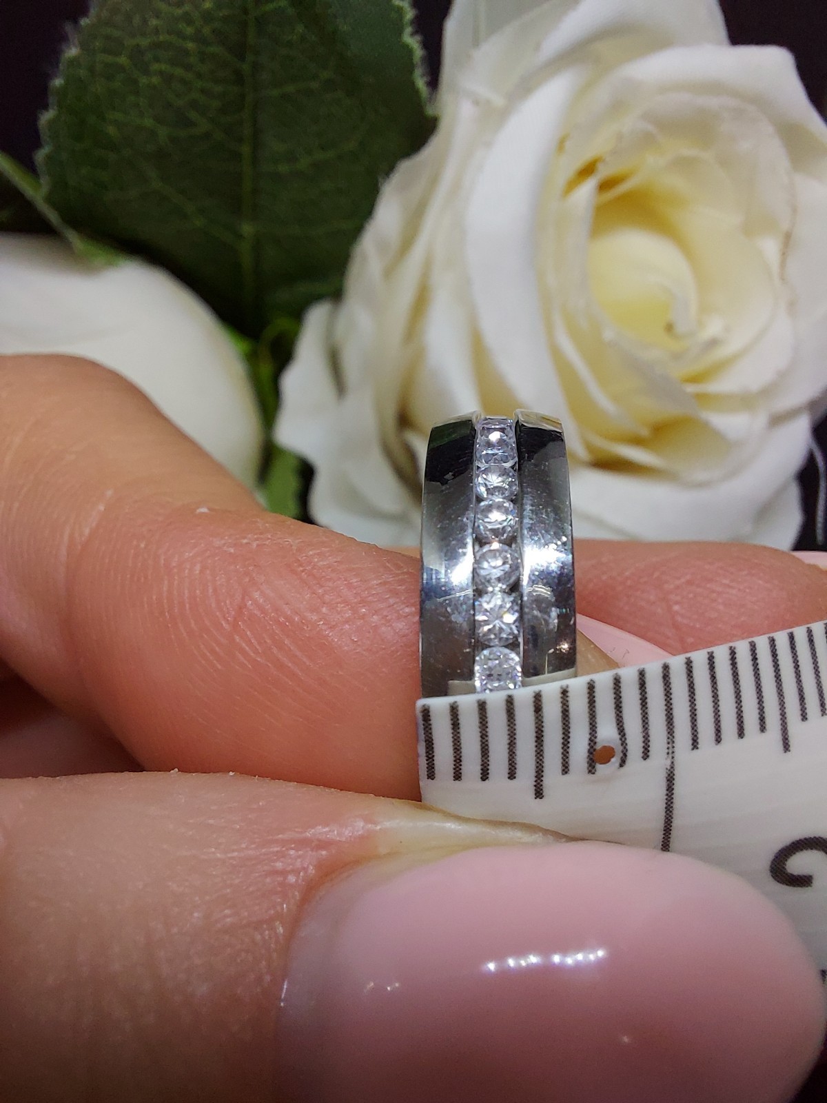 A Stunning S.Steel 5.5mm Wide Band With Channel Set Cubic Zirconia Uk Size L