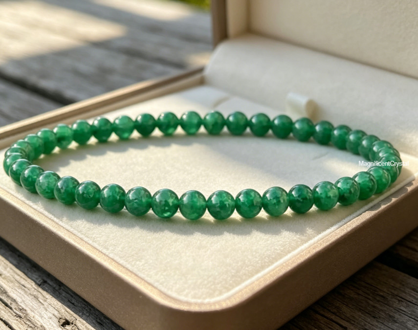 Premium Emerald Stretch Bracelet 4mm Healing Dainty Beads Protection Jewelry