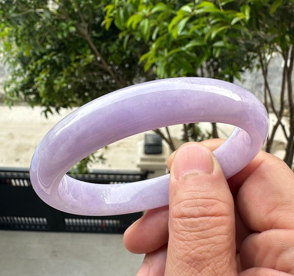 Natural Grade AAA Ice Lilac Lavender Burmese Jade jadeite bracelet bangle 60.5MM
