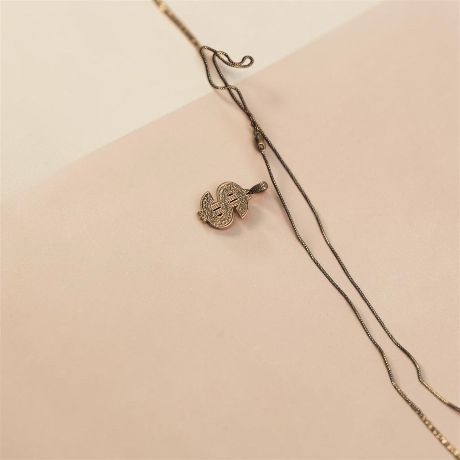 Men’s Diamond Dollar Sign Pendant 1/2 CT TW – 14K Gold-Plated Sterling Silver