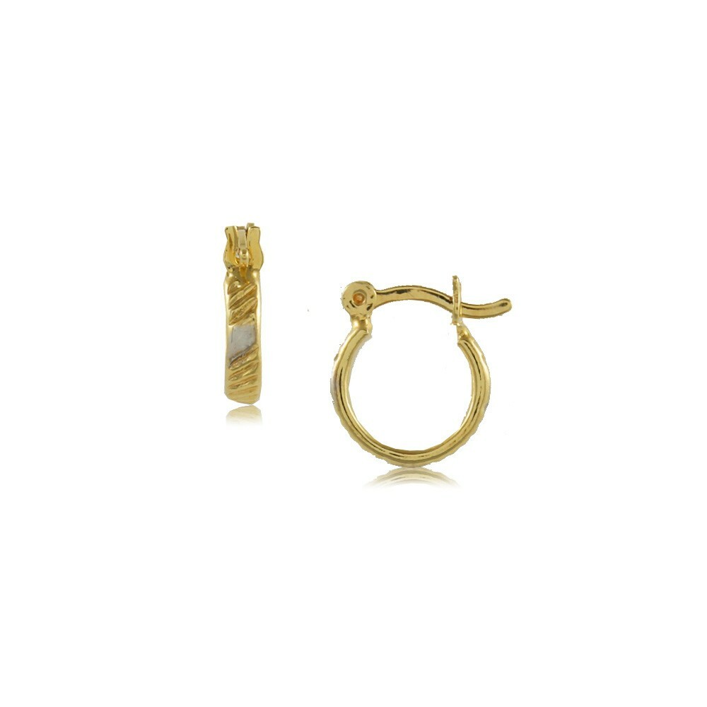 18K Gold Plated Round Hoop 2 tones Earring diam 11.5mm/0.4in width 2.5mm/0.1in