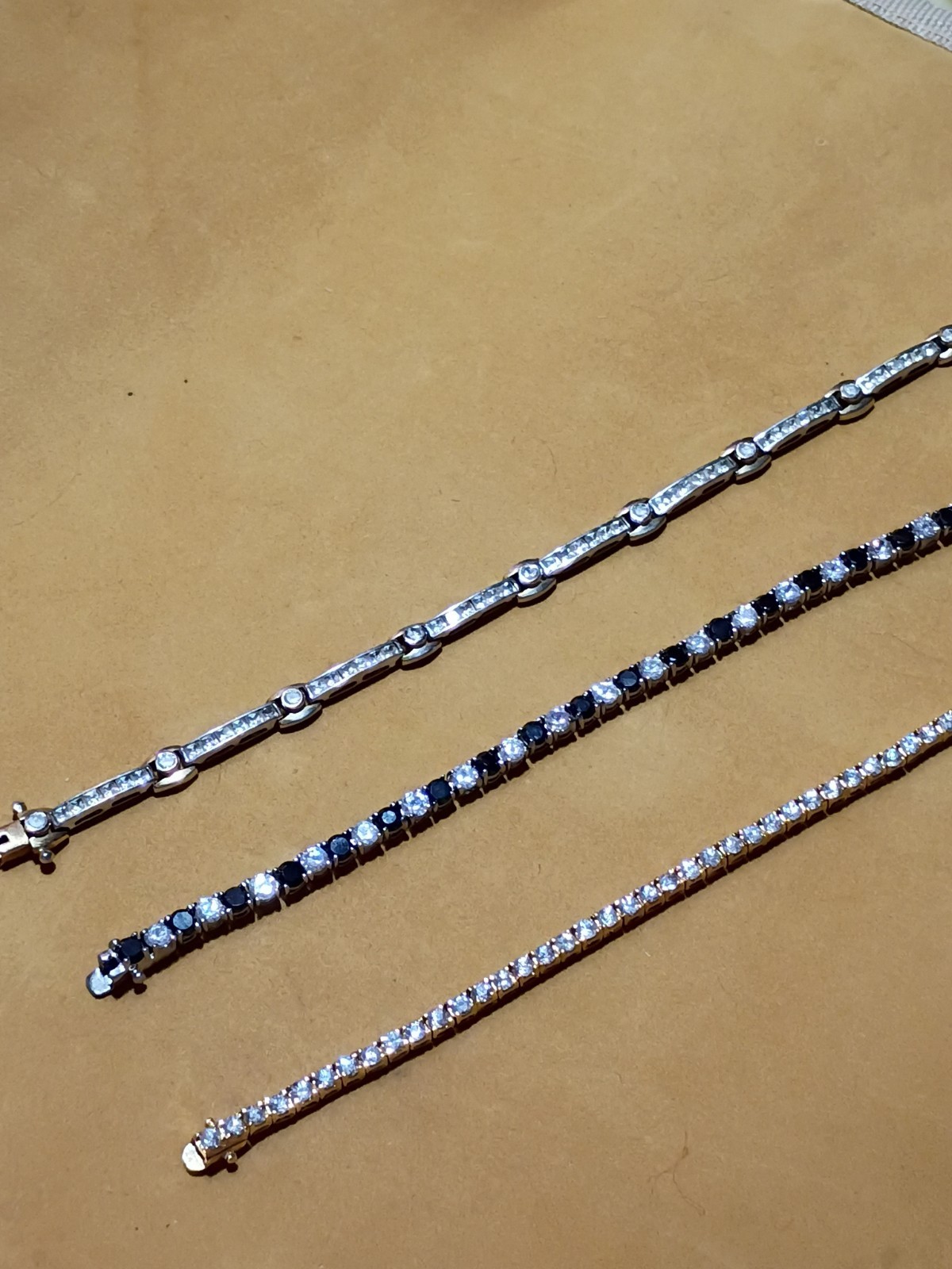 Old Vintage Gorgeous! Mixed Tone Rhinestone Tennis Bracelets (3) Inc ROMAN& More
