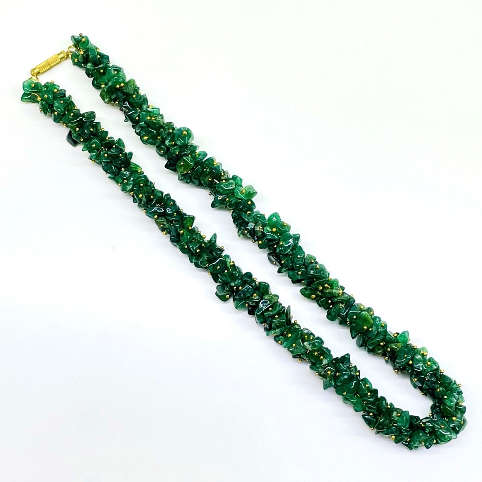 18 Inch Natural Aventurine Quartz Rich Green Boutique Designer Beaded Necklace