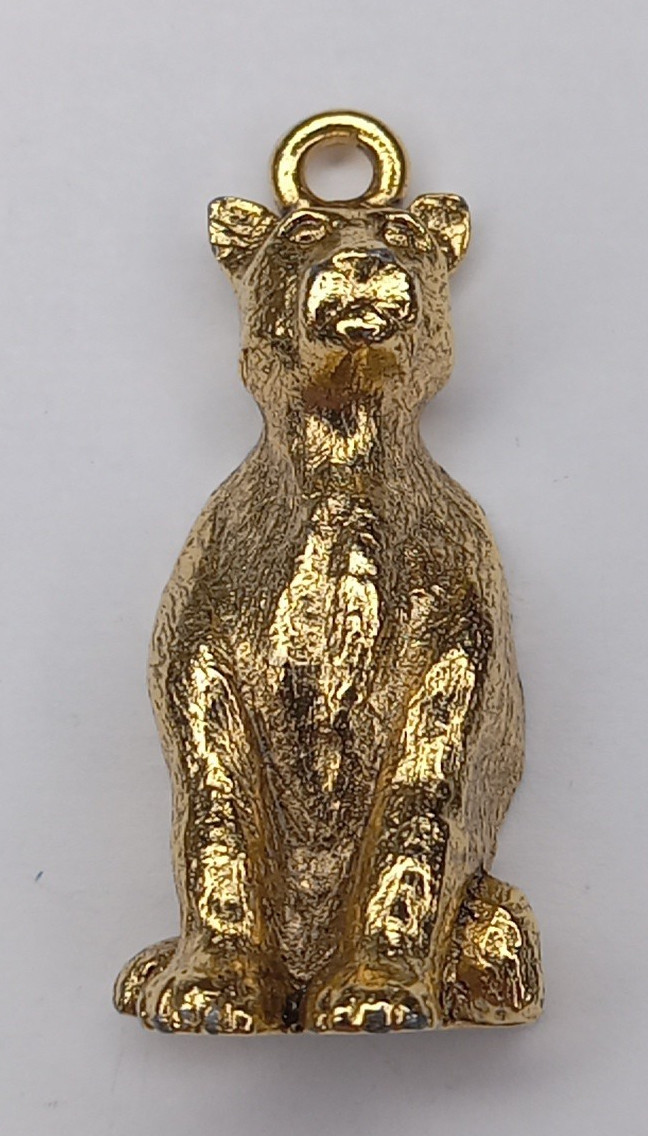 Sitting Cat Gold Toned Charm Pendant 1996 Vintage No Maker Mark