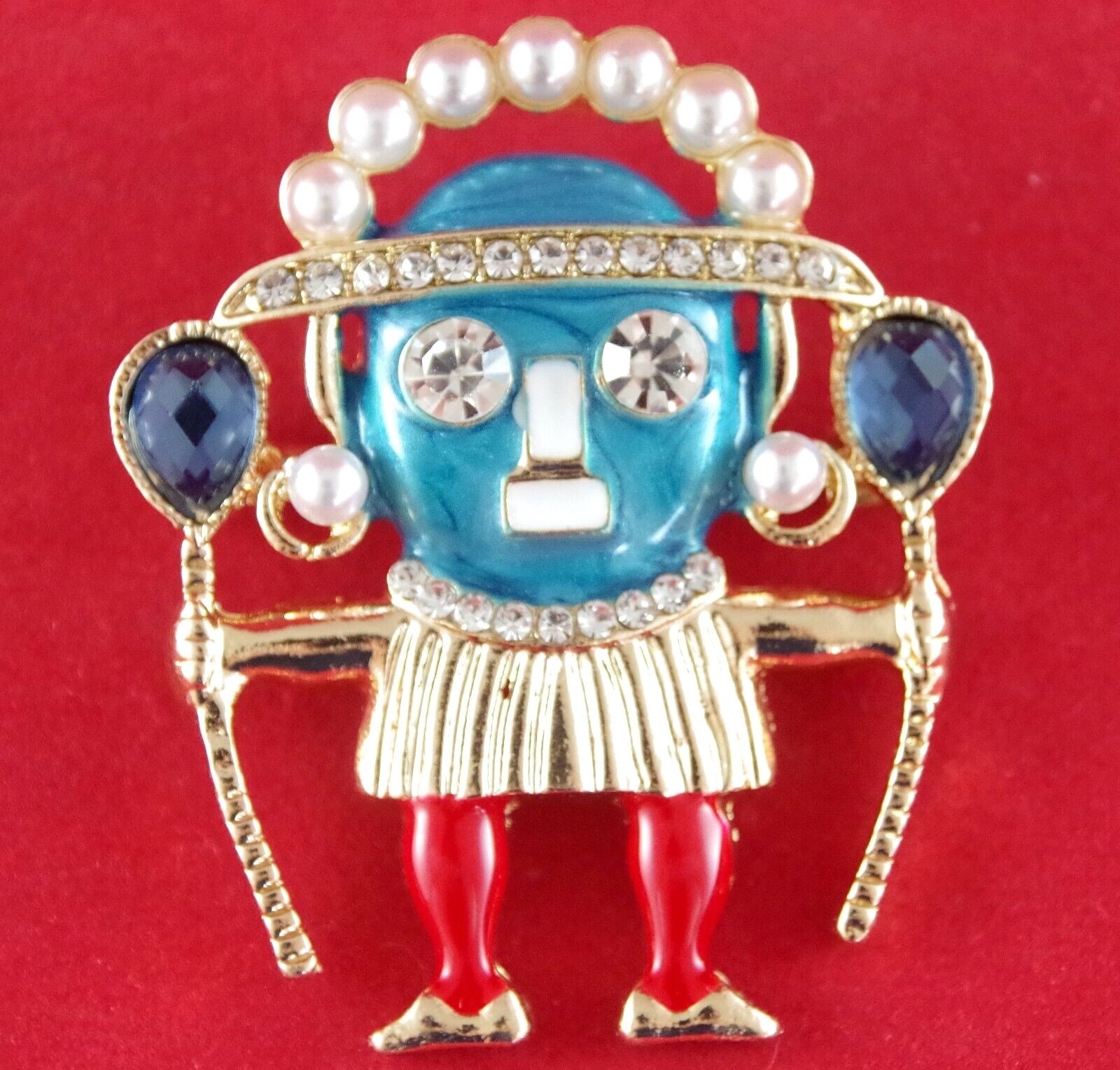 2″ NWOT UNSIGNED KENNETH JAY LANE INSPIRED WITCH DOCTOR WARRIOR BROOCH PIN