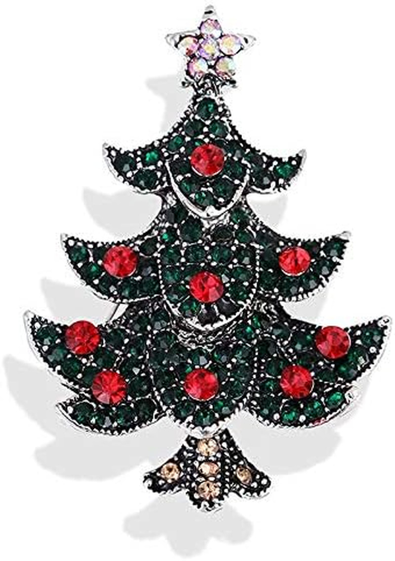 5 Pcs Vintage Crystal Christmas Tree Brooch Pin Jewelry Gift Accessories Woman