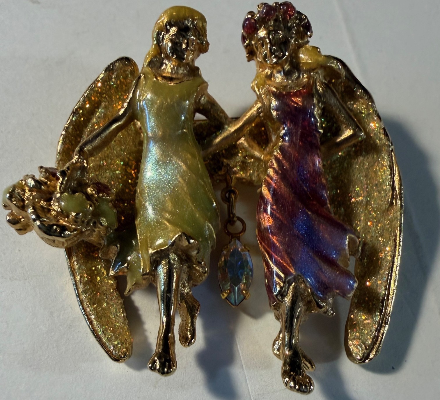 Kirks Folly Brooch – Vintage “Sister Angels” – Preowned, Excellent Condition