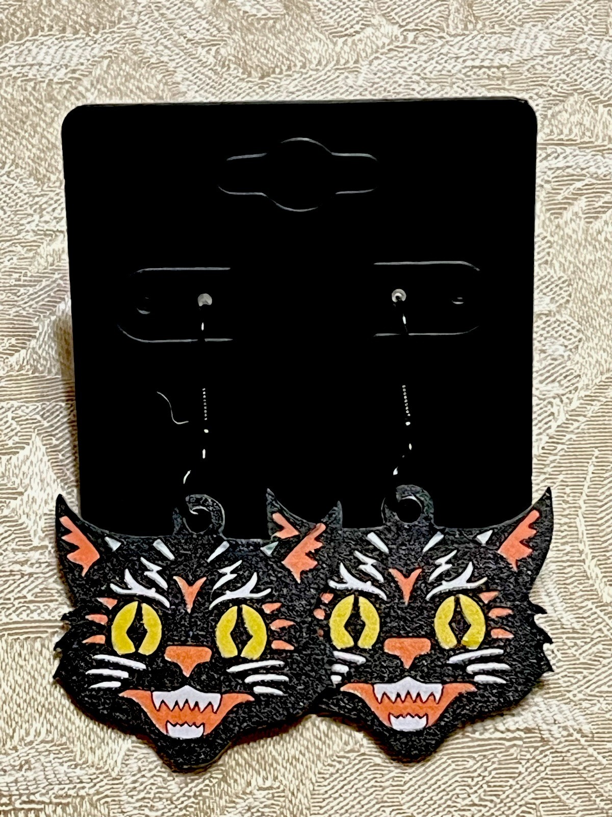 Black Cat Spooky Fun Halloween Acrylic Black Boho Festival Earring Set